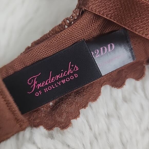 NWT Frederick's of Hollywood Jessica Push-Up Bra 32DD | Brown Lace Convertible - Picture 9 of 10